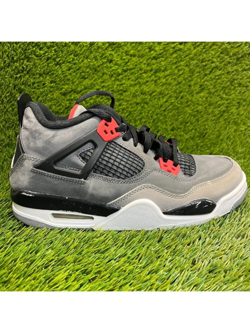 Nike Air Jordan 4 Retro Infrared Boys Size 7Y Gray Black Athletic Shoes Sneakers